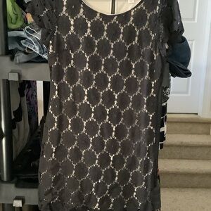 Xhilaration Black Lace Mini Dress with Cream Lining